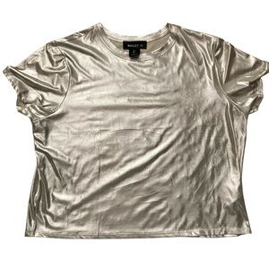 Women’s Bailey 44 Liquid Metal metallic silver shirt size Large party rave